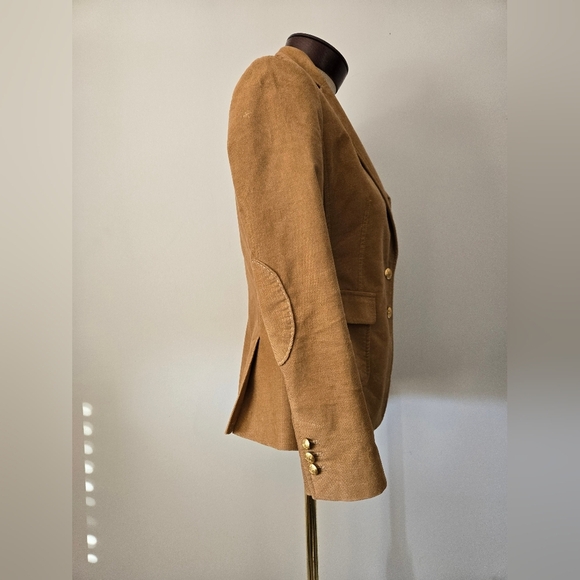 BANANA REPUBLIC Fitted Cotton Tan Blazer With Gold Buttons And Elbow Patches.4P - Picture 5 of 16